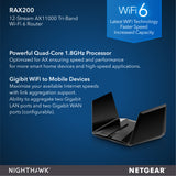 Nighthawk RAX200 Tri-band AX12 WiFi 6 Router - AX11000