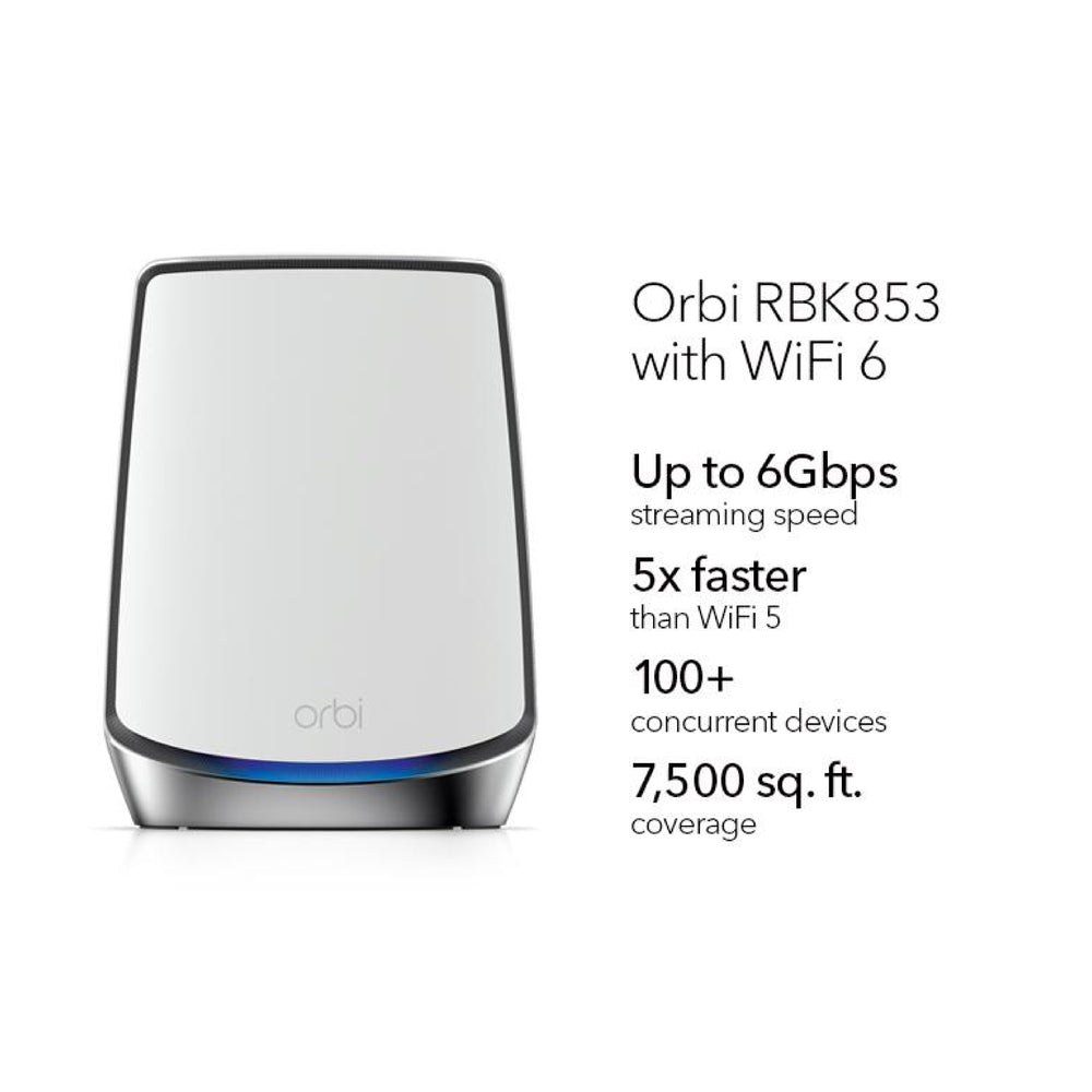 Orbi RBK853 AX6000 Tri-Band 3-Pack WiFi 6 Mesh System