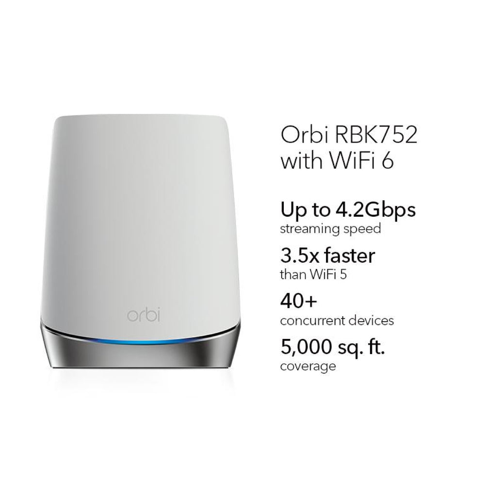 Orbi RBK752 AX4200 Tri-Band 2-Pack WiFi 6 Mesh System