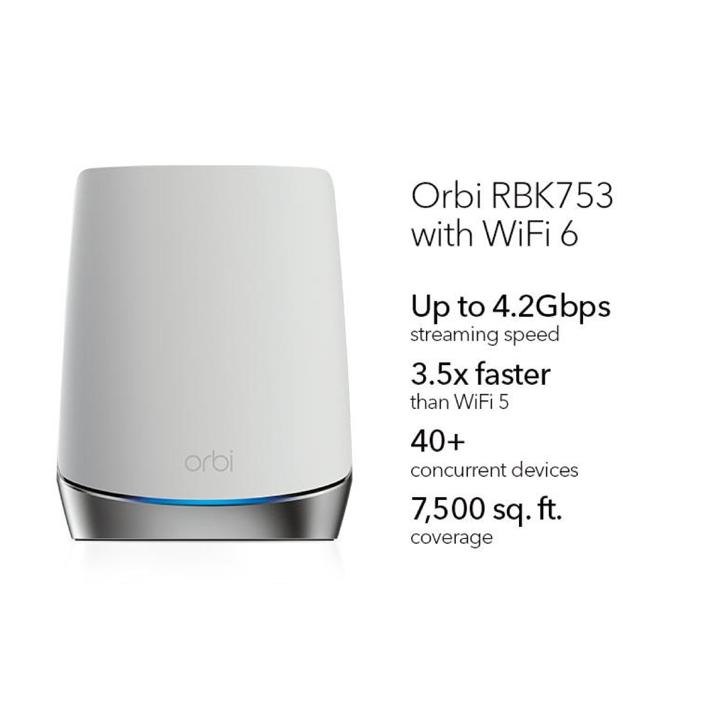 Orbi RBK753 AX4200 Tri-Band 3-Pack WiFi 6 Mesh System